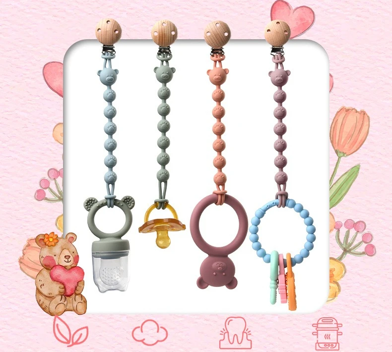 Clip y cadena con diseño tierno de oso