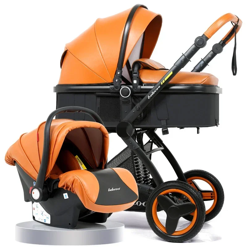 Cochecito con asiento de coche, capota reversible y funda impermeable