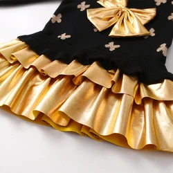 DXTON vestido de punto invierno para niñas con lazo