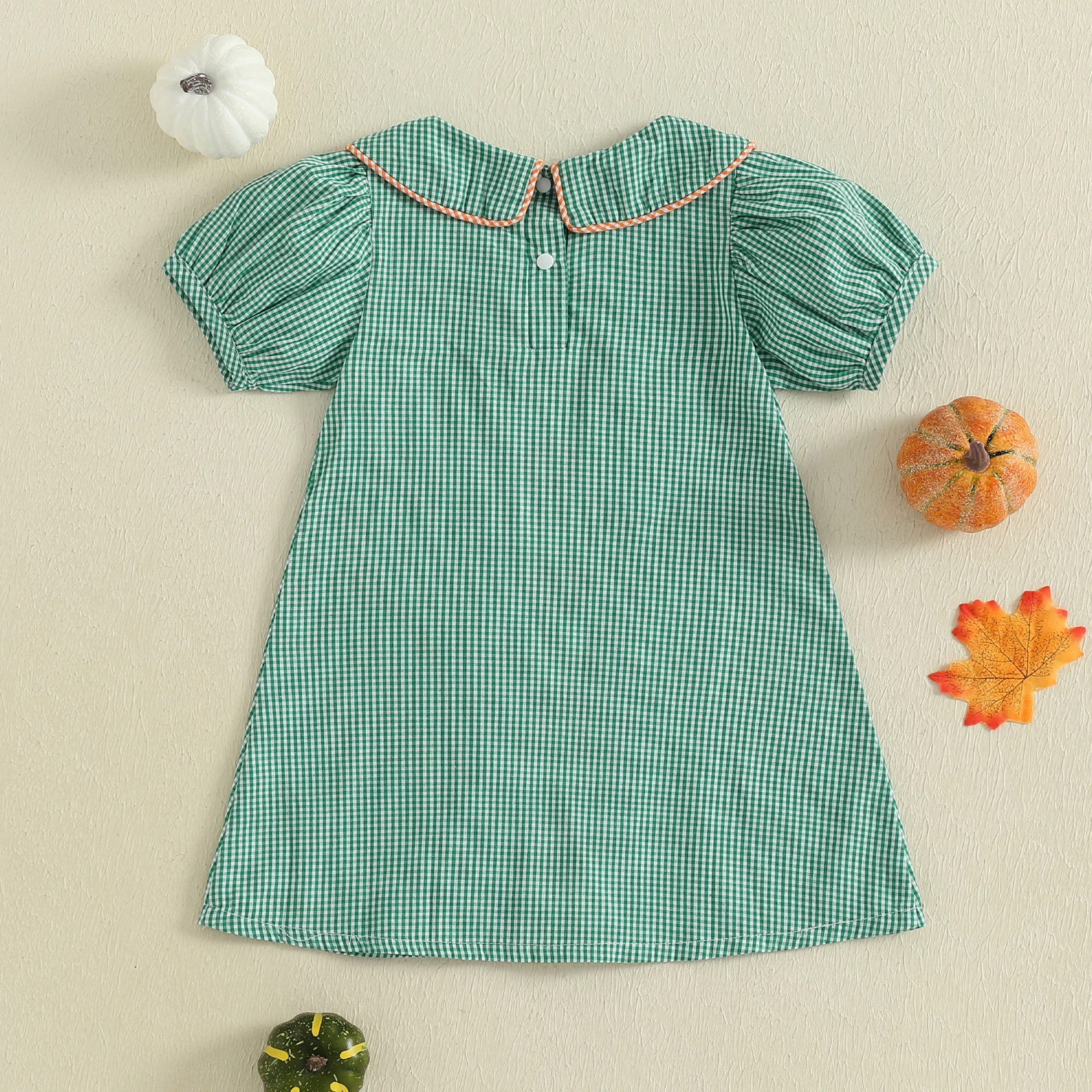 VISgogo Vestido a cuadros para niñas – Cuello de muñeca bordado - imagen 4