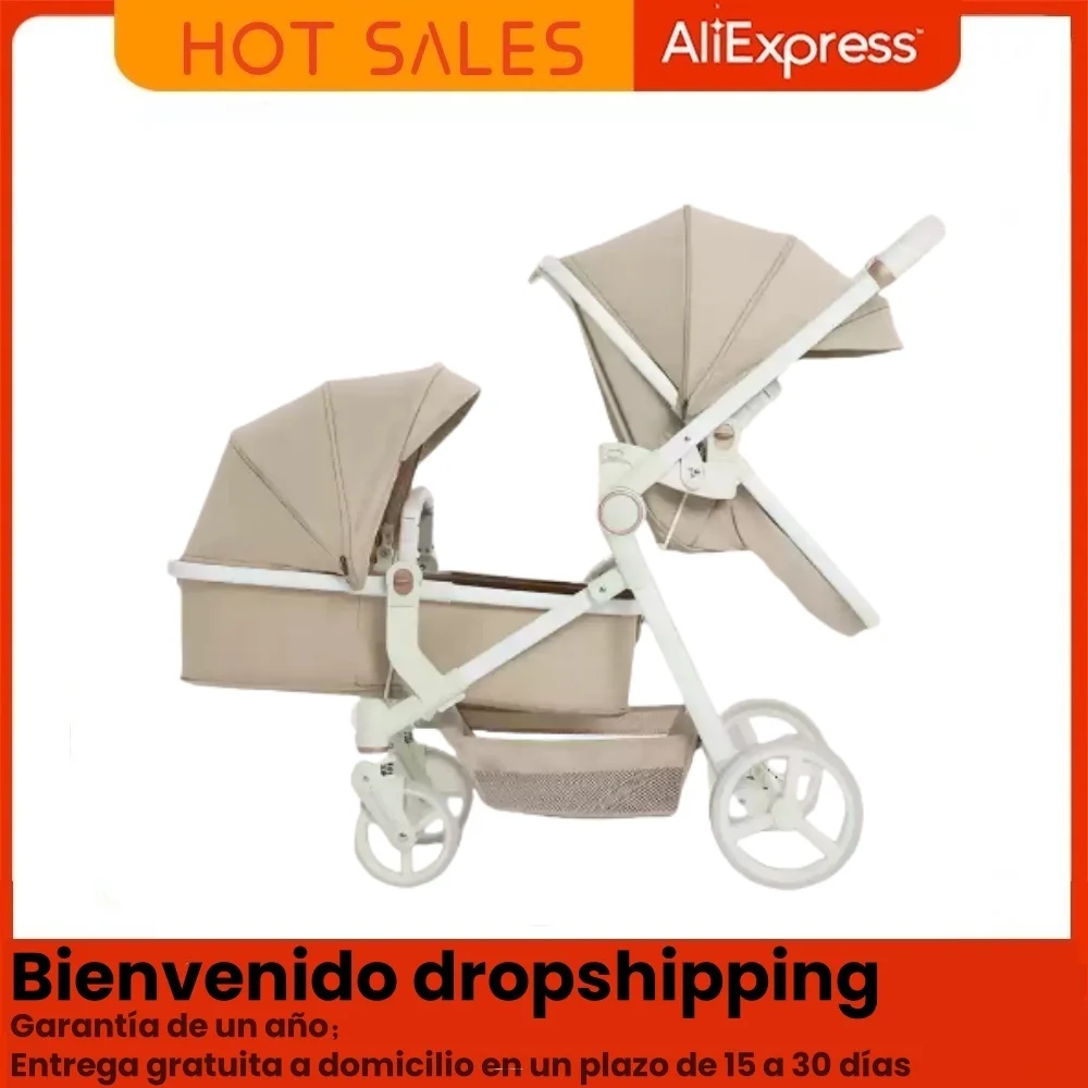 Cochecito gemelo con capota solar – Alta calidad - imagen 3