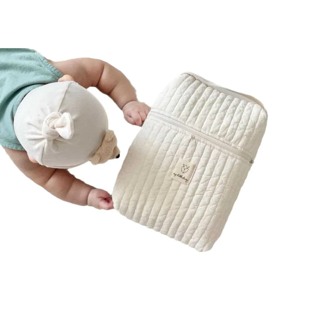 Bolsa de pañales acolchada estilo mommy bordada con cremallera portátil - imagen 4