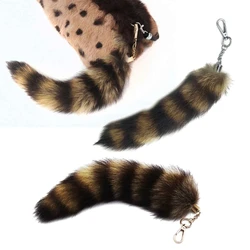 Llavero peludo cola de zorro y mapache para mochilas