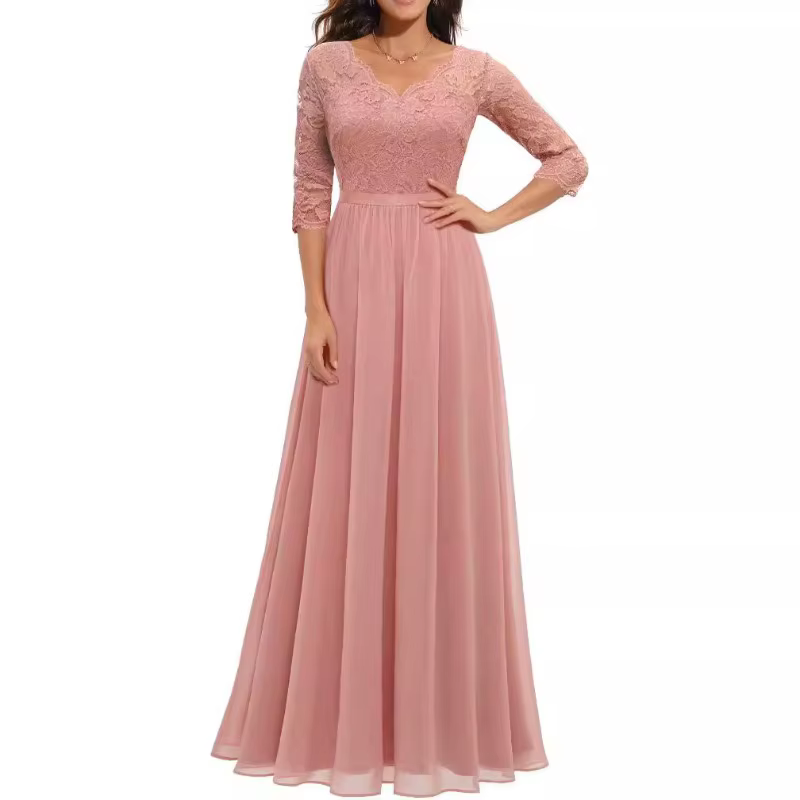 Vestido elegante con encaje y cintura larga para niña - imagen 2