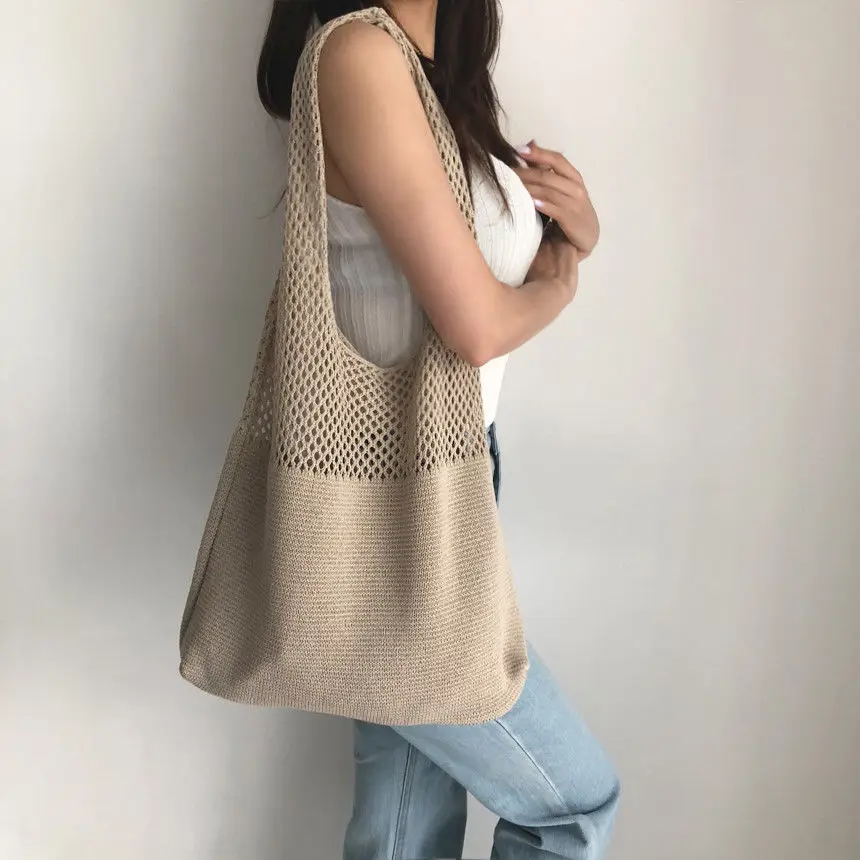 Bolso playero tejido de hombro para niña con gran capacidad - imagen 4