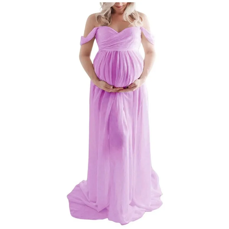 Vestido premamá manga corta con abertura lateral para fotos - imagen 2