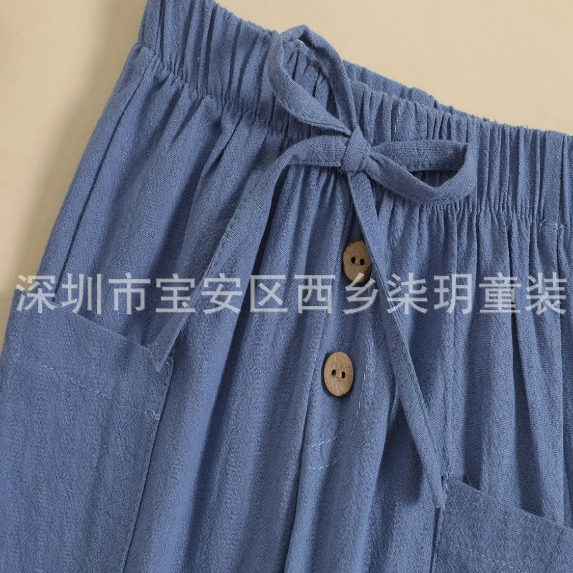 Pantalones de verano para niños antimosquitos algodón y lino con cordón - imagen 5