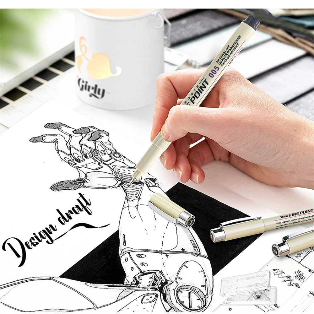 Fineliner negro de tinta impermeable para bocetos y dibujo precisos - imagen 4