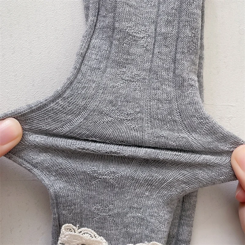 Pantimedias de algodón punto con lazo para niña, cintura alta - imagen 5