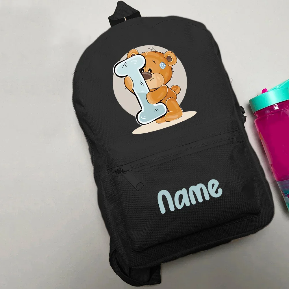 Mochila escolar personalizada para niños pequeños con oso y nombre - imagen 2