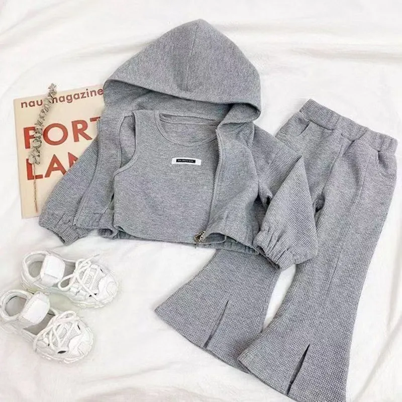 Conjunto de otoño con abrigo y chaleco para bebé, pantalón incluido