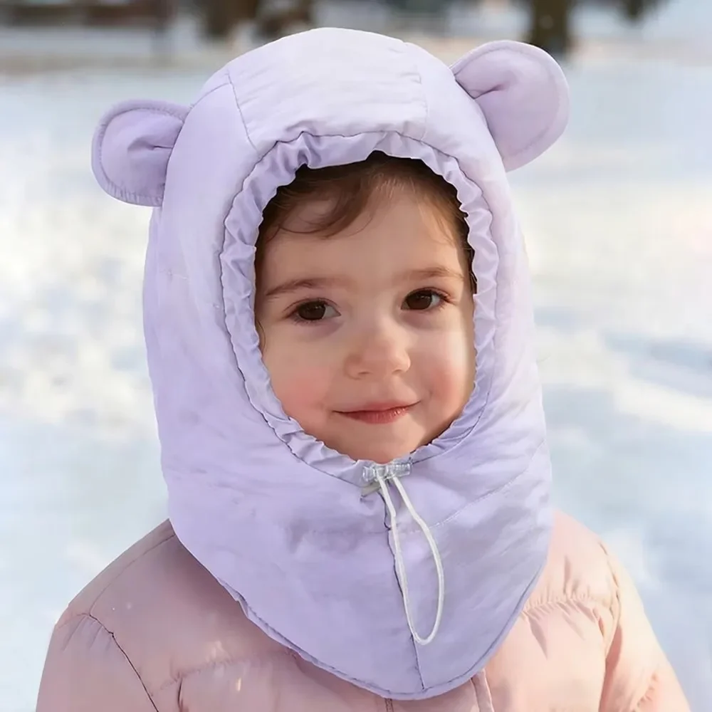 Gorro de invierno orejas de oso, bufanda integrada a prueba de viento - imagen 4
