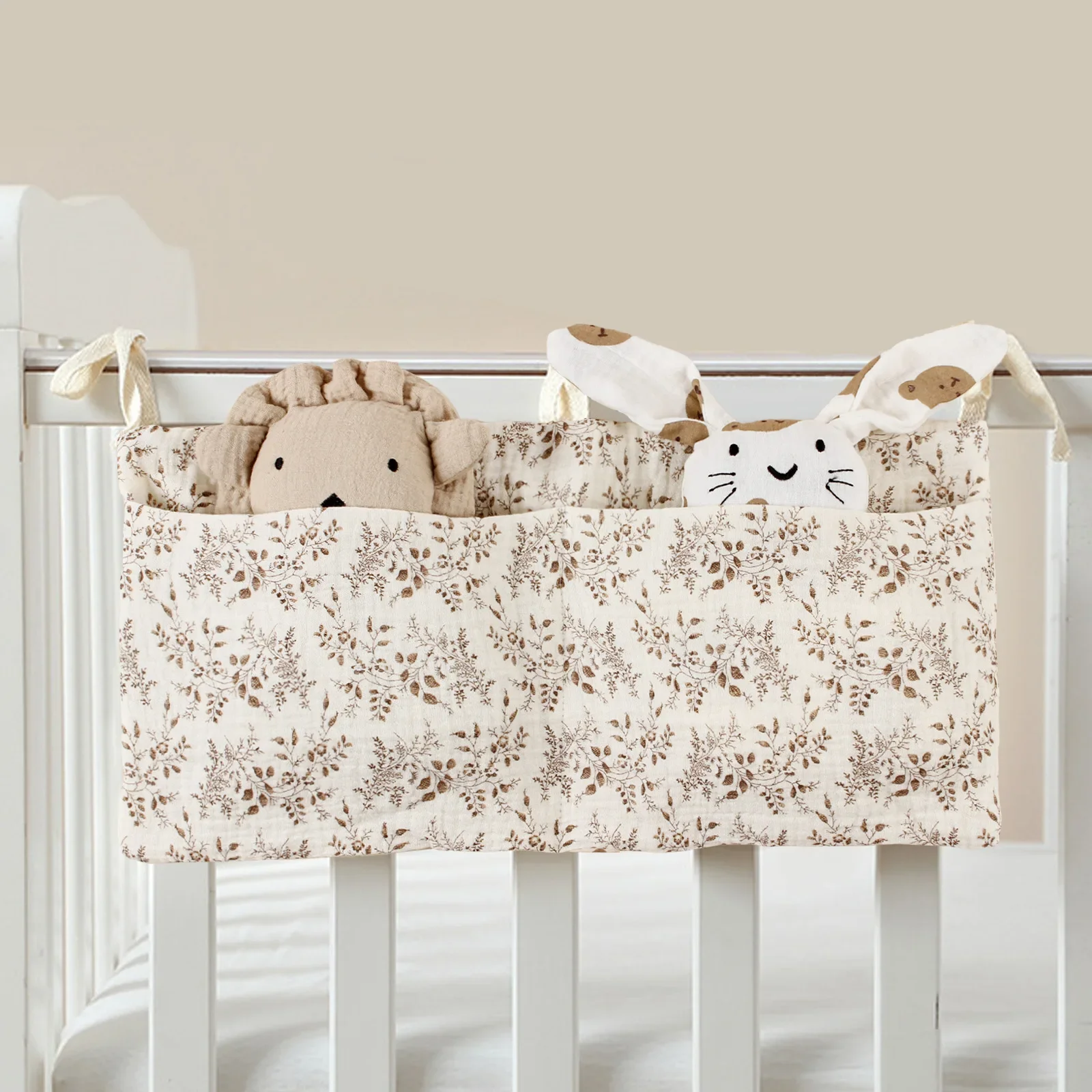 Bolsa de pañales de algodón para mesita noche – Organizador multiuso para bebé