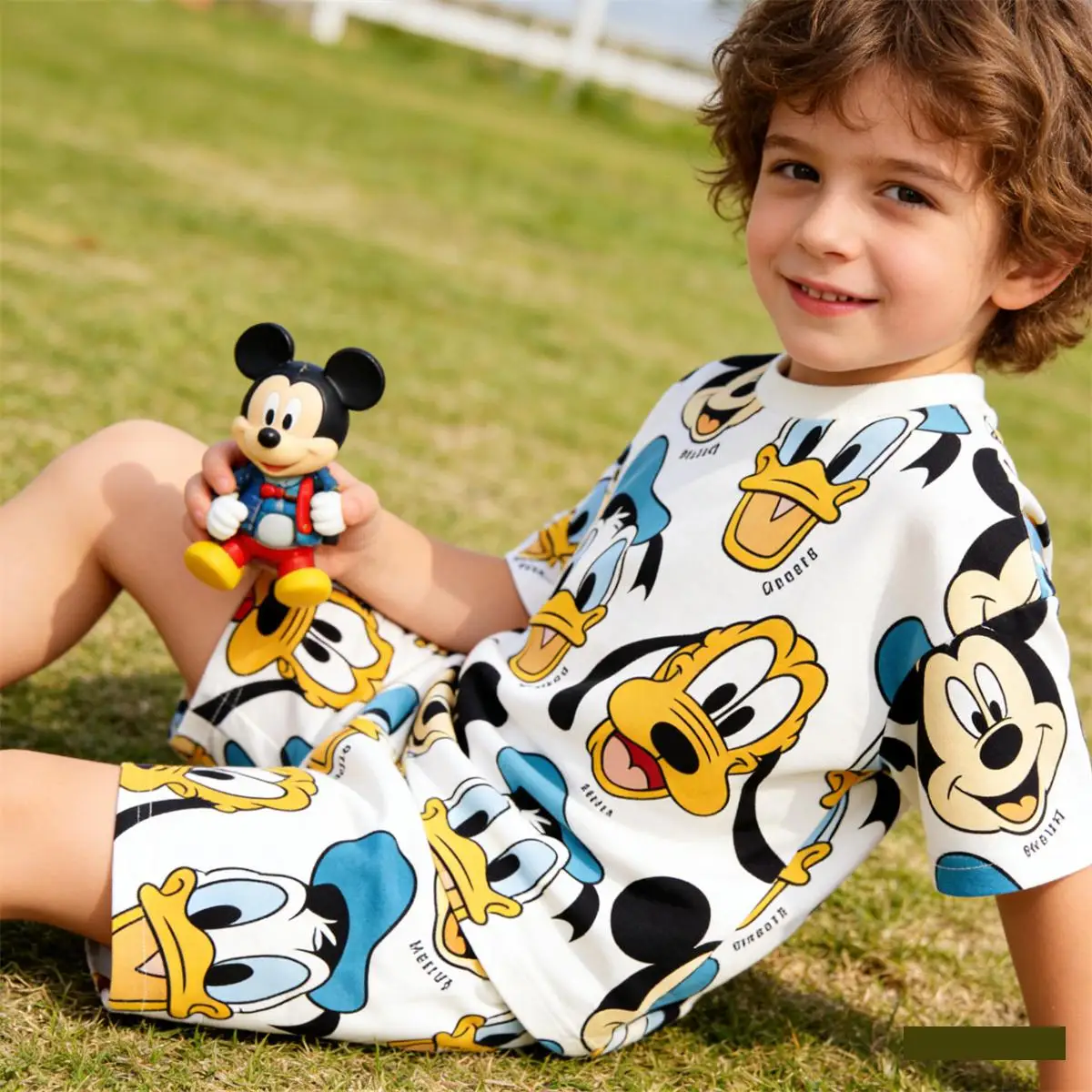 Conjunto bebé de camiseta y pantalón corto con dibujos