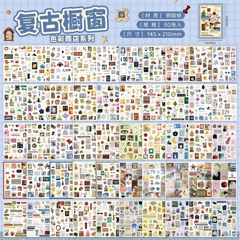 Libro de pegatinas retro en papel para manualidades y planificador - imagen 4