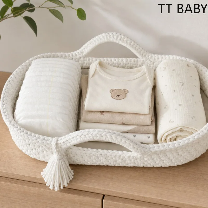 Cesta moisés de mimbre artesanal con cambiador impermeable - imagen 3