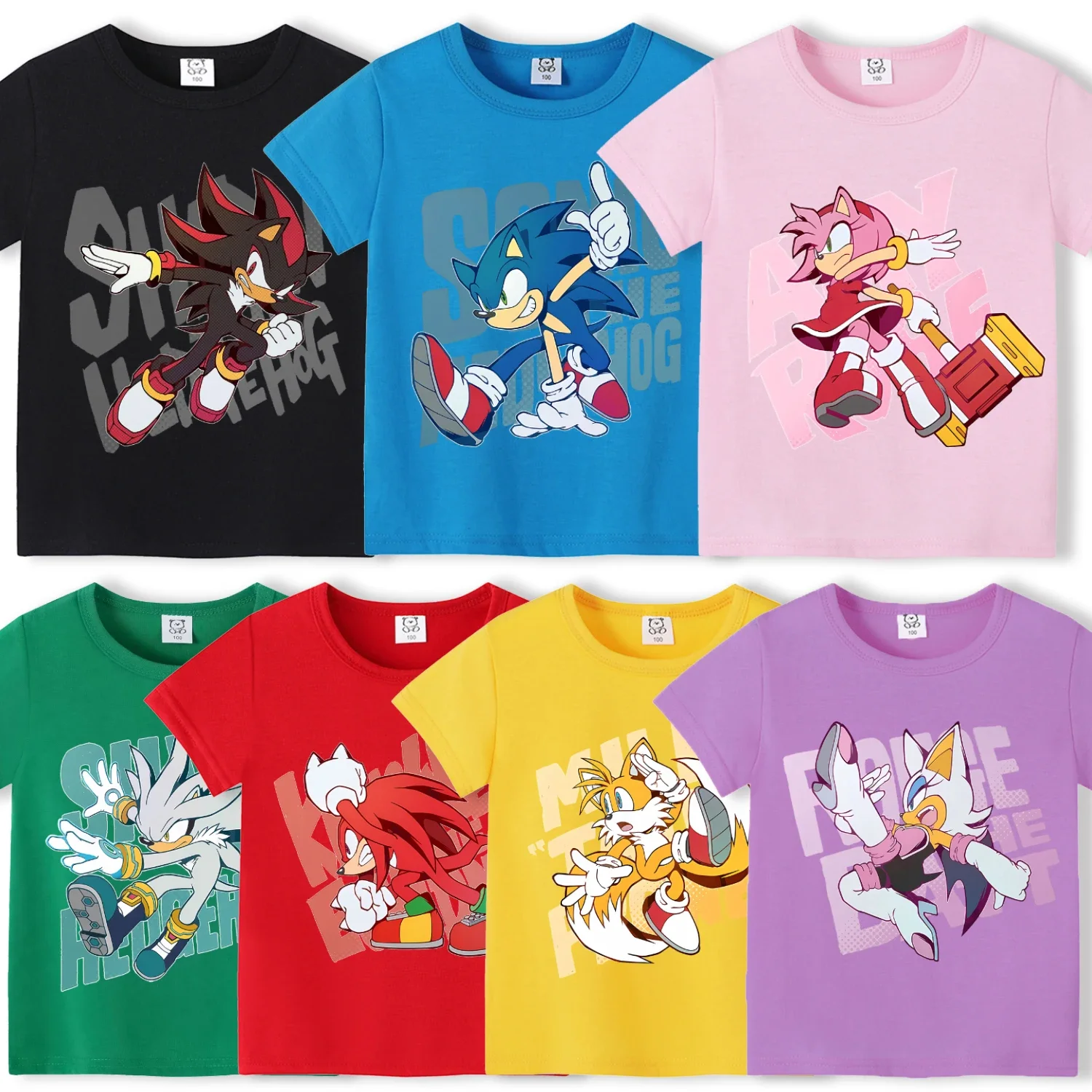 Camiseta Sonics para niños de manga corta con dibujo divertido