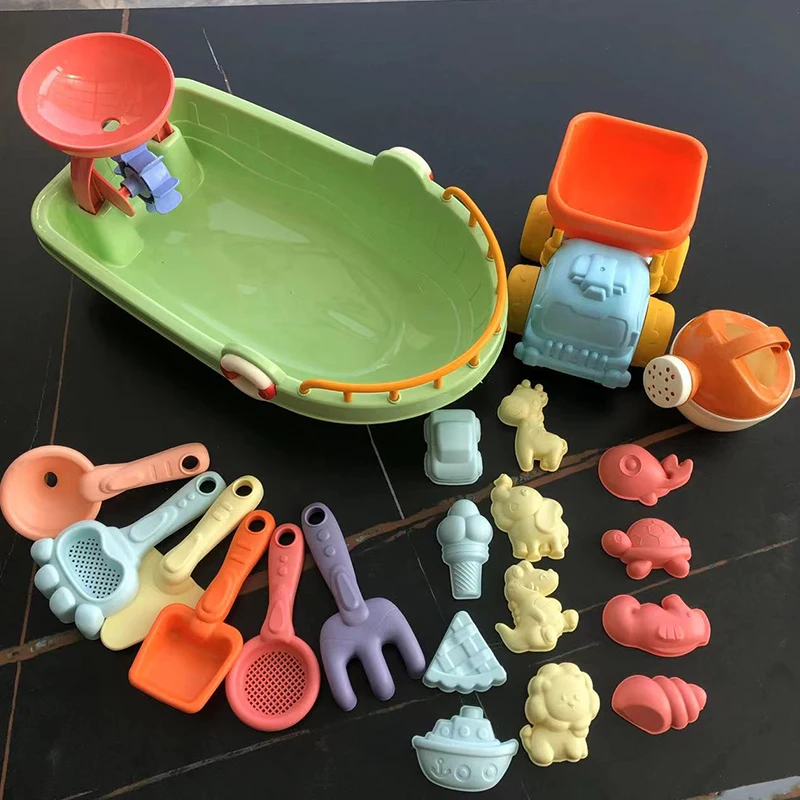 Juego de arena y agua para la playa con carrito y moldes - imagen 2