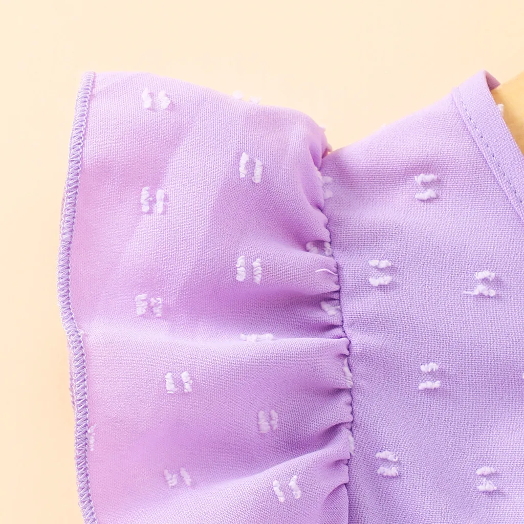 Vestido de verano sin mangas para niñas con volantes púrpura - imagen 3