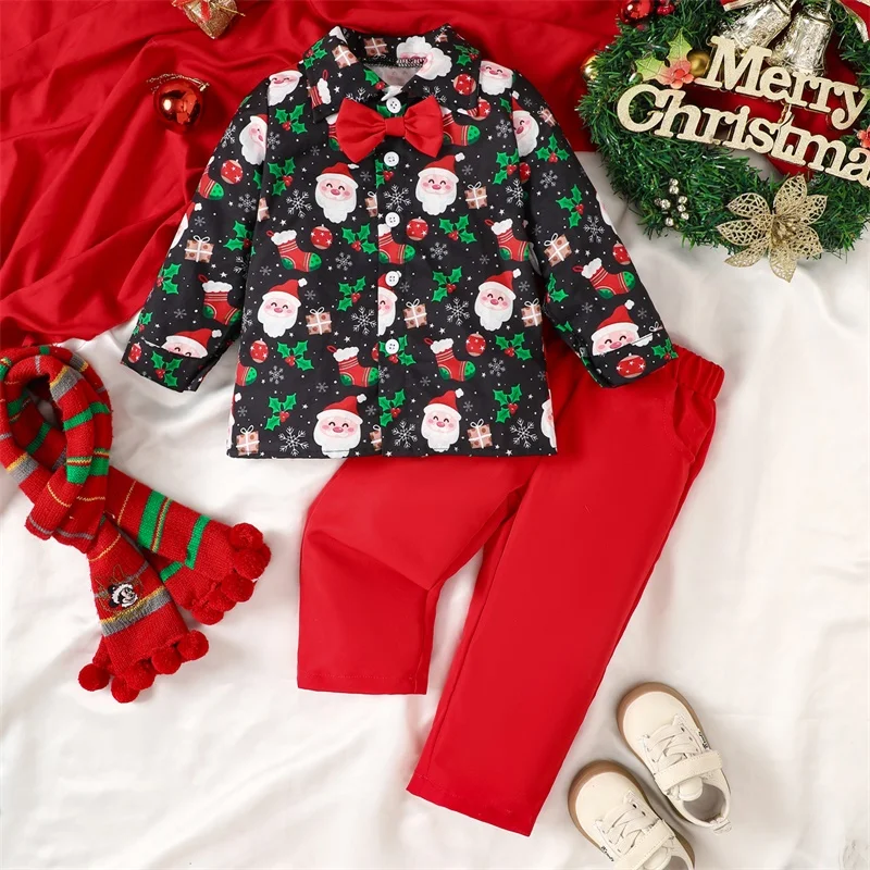 Conjunto navideño para niño – Camisa Papá Noel y pantalón