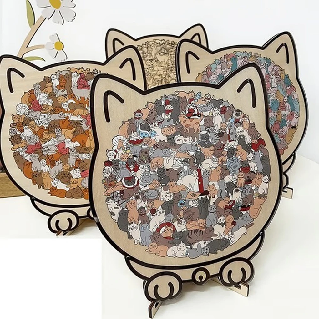 Rompecabezas de gato 3D Montessori de madera apilable - imagen 2