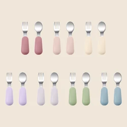 Set de cubiertos entrenamiento para bebé – Cuchara y tenedor de acero inoxidable