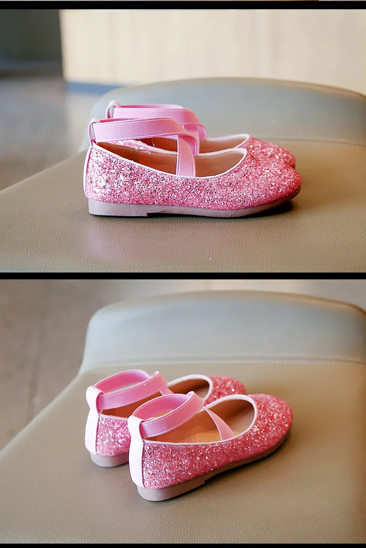 Vista lateral del zapato Mary Jane con brillo