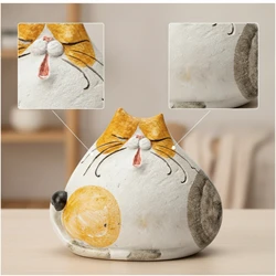 Figura decorativa de gato de cerámica mate para el hogar y regalo