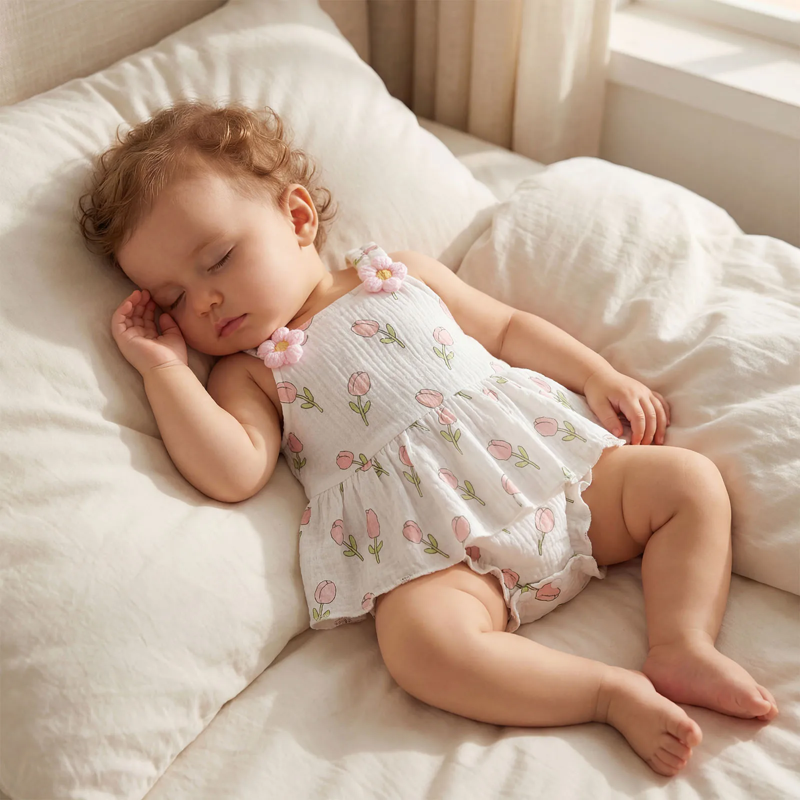 Vestido de verano sin mangas para niña con estampado floral - imagen 2