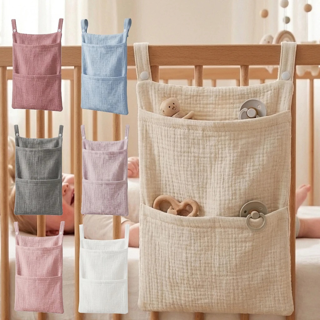Bolsa organizadora de muselina para bebé en cuna y carrito