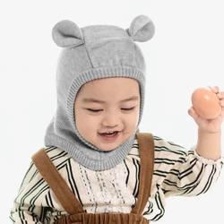 Bufanda-gorro de punto lana con orejas de conejo para bebé