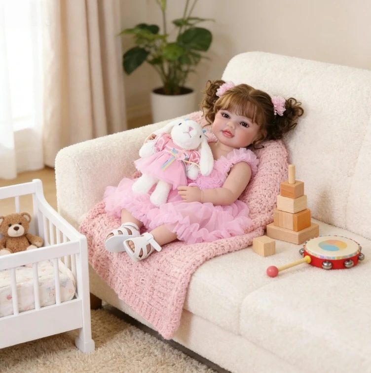 Muñeca con accessories incluidos: chupete, biberón y certificado