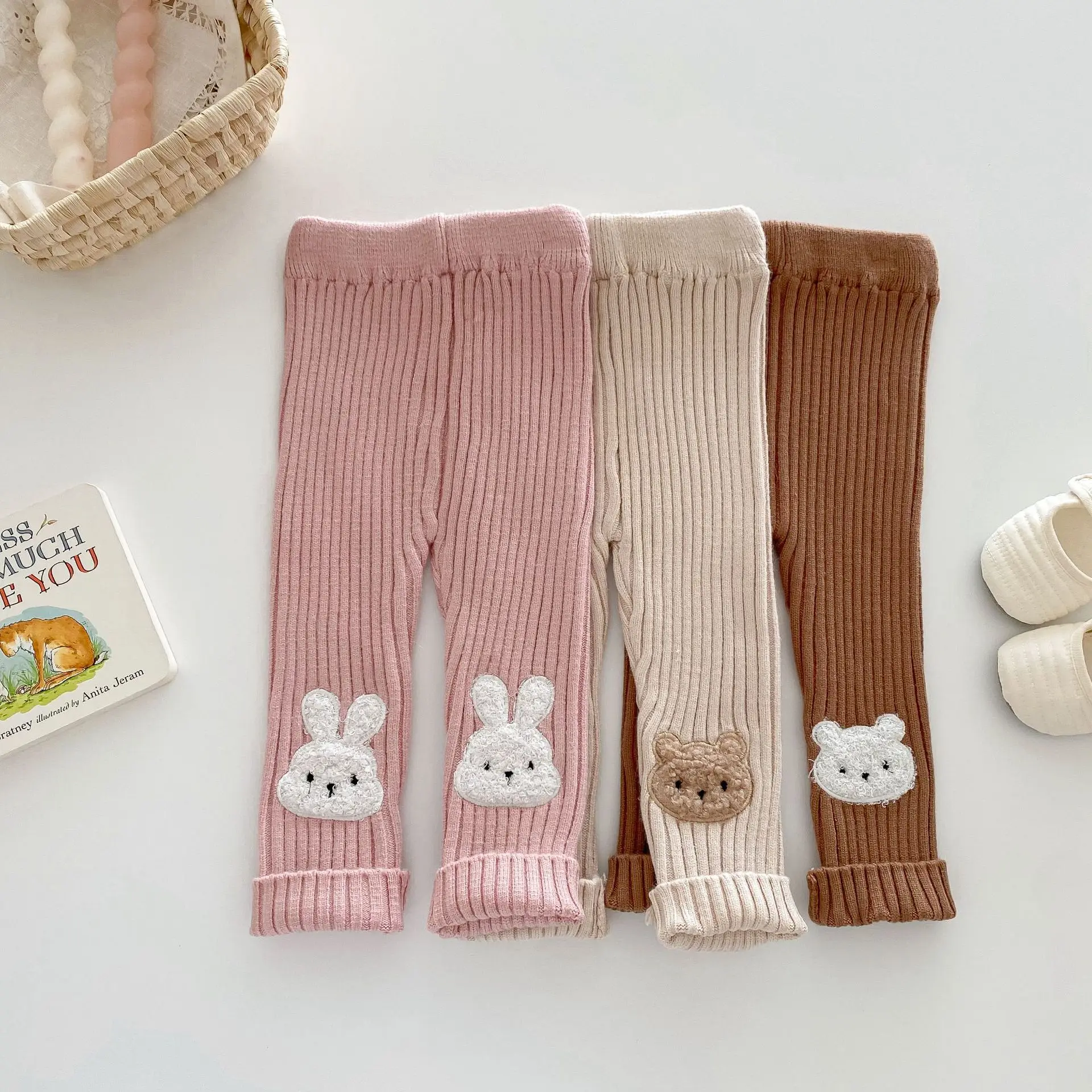 MILANCEL Mallas tejidas otoño – Pantalones bebé con dibujos - imagen 2