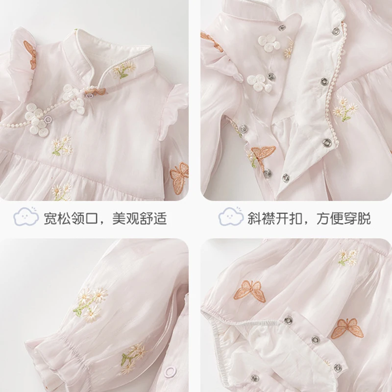 Mono bebé de tul con mariposas de manga larga para recién nacida - imagen 5