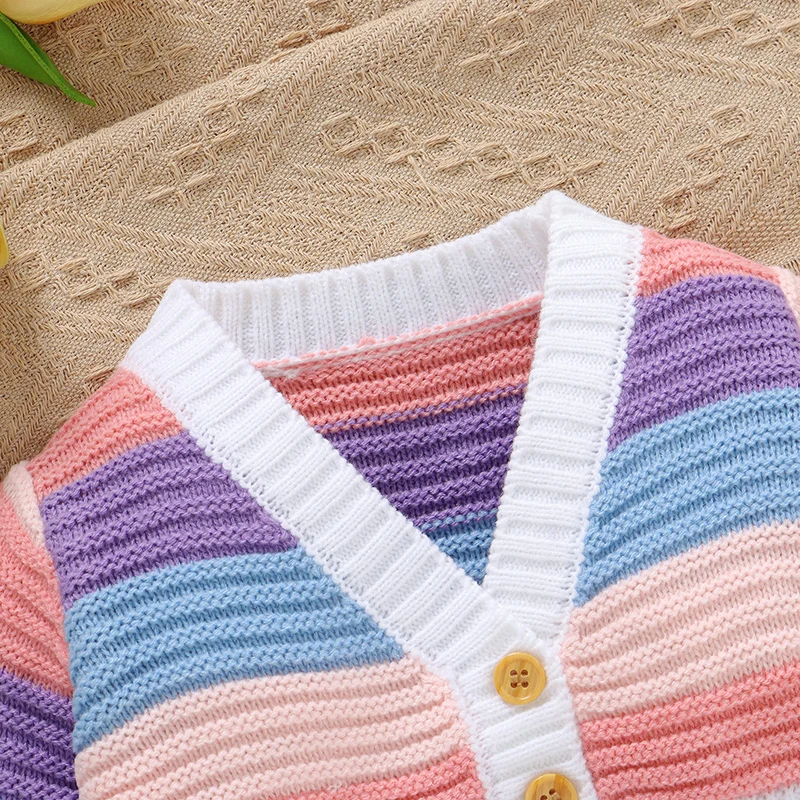 Conjunto de invierno para bebé con suéter de cuello pico - imagen 2
