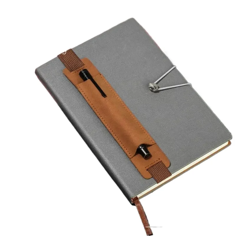 Funda de cuero para pluma estilográfica con clip y banda elástica