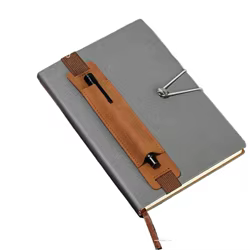 Funda de cuero para pluma estilográfica con clip y banda elástica