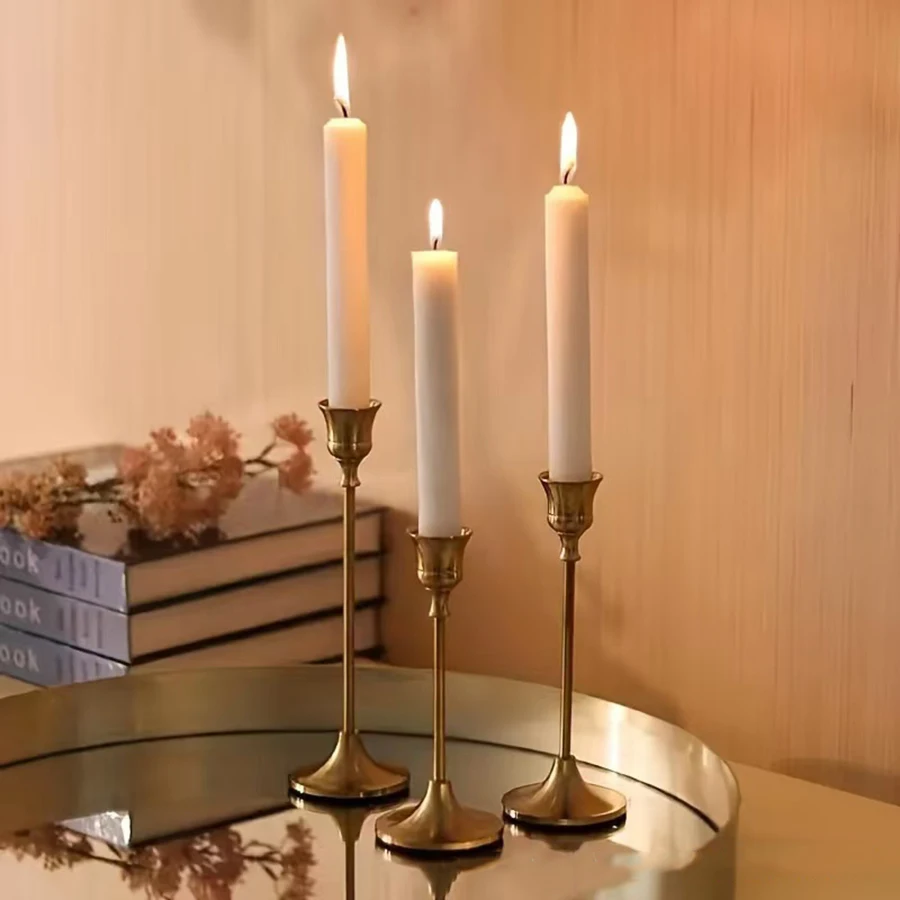 Candelabros de mesa vintage set 3 unidades metal y aluminio para boda