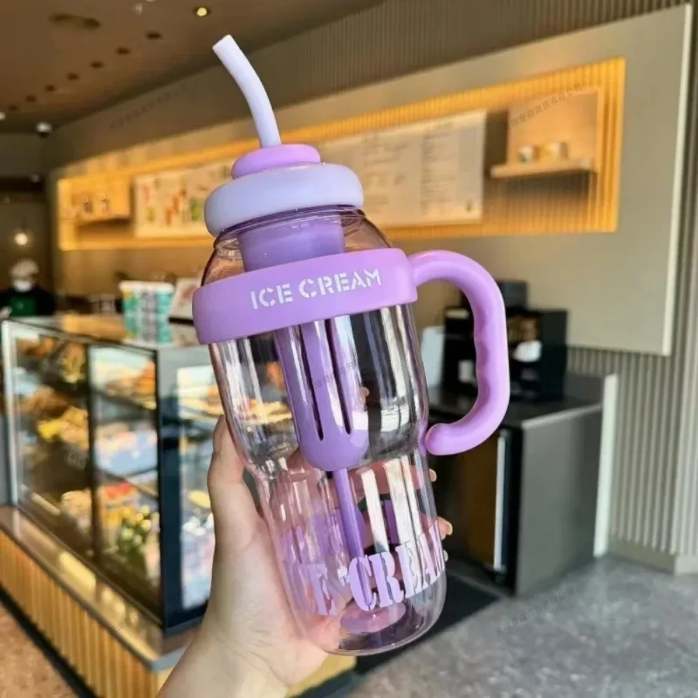 Vaso de té con pajita a prueba de fugas, verano portátil