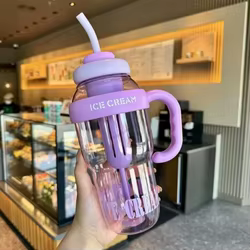 Vaso de té con pajita a prueba de fugas, verano portátil
