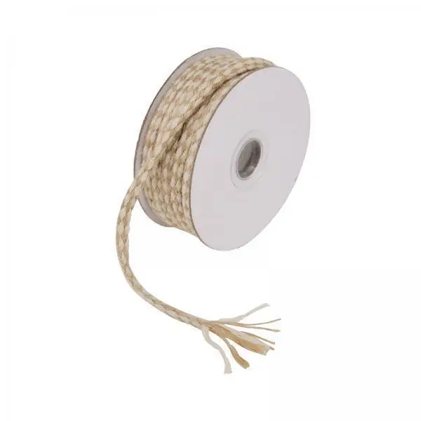 Cordel de algodón amarillo-blanco para decoración navideña del hogar