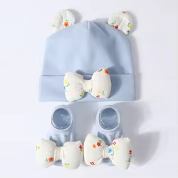 Conjunto de invierno para bebé: gorro y calcetines florales