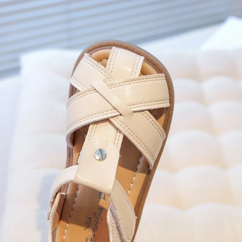 Sandalias niña estilo romano tejidas antideslizantes de suela blanda - imagen 2