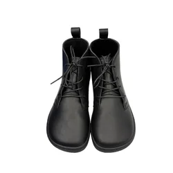 Tipsietoes botas descalzas de piel con forro lanero, puntera ancha