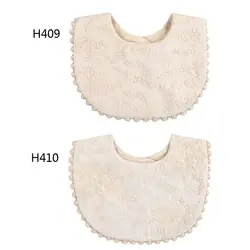 Boho Beige - Babero de algodón con flores bordadas para bebé