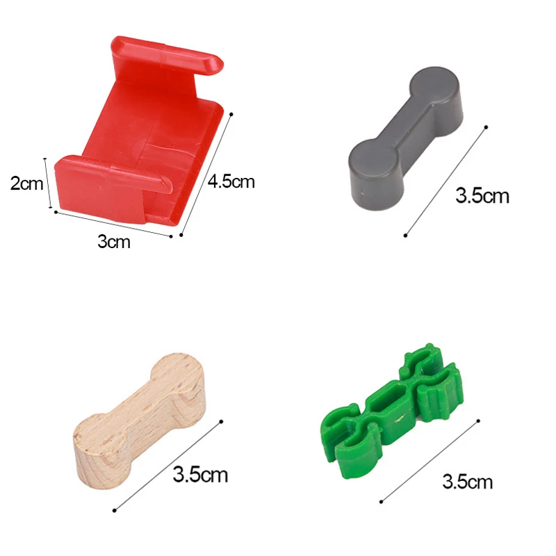 Set de vías de tren de madera con clips de fijación para niños - imagen 3