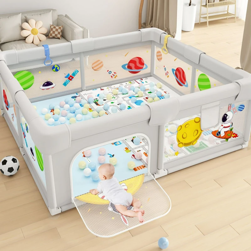 Parque infantil bebé con barandilla lavable y estera de gateo - imagen 4