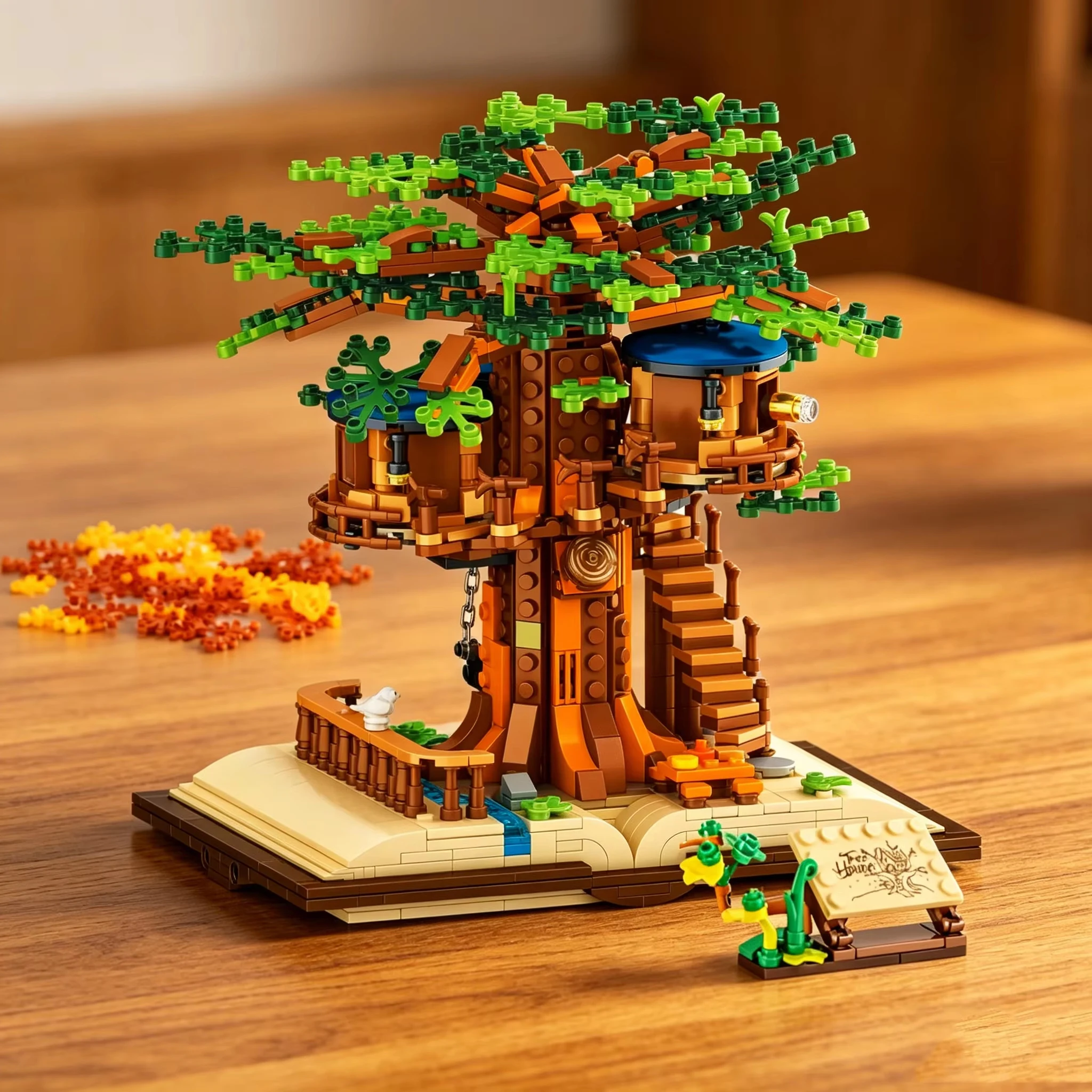 Casa del árbol de bloques con hojas intercambiables para construir - imagen 3