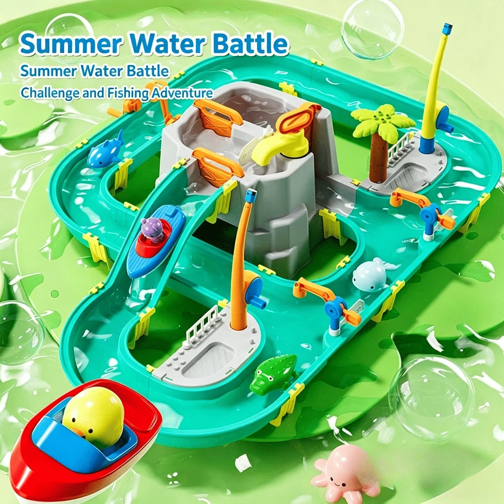 Mesa de agua dos niveles con bomba para juego infantil