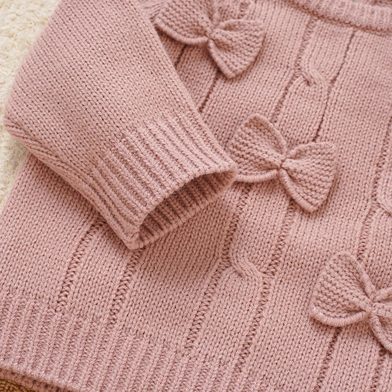 Conjunto de punto de invierno para niñas: suéter de algodón y pantalón - imagen 4